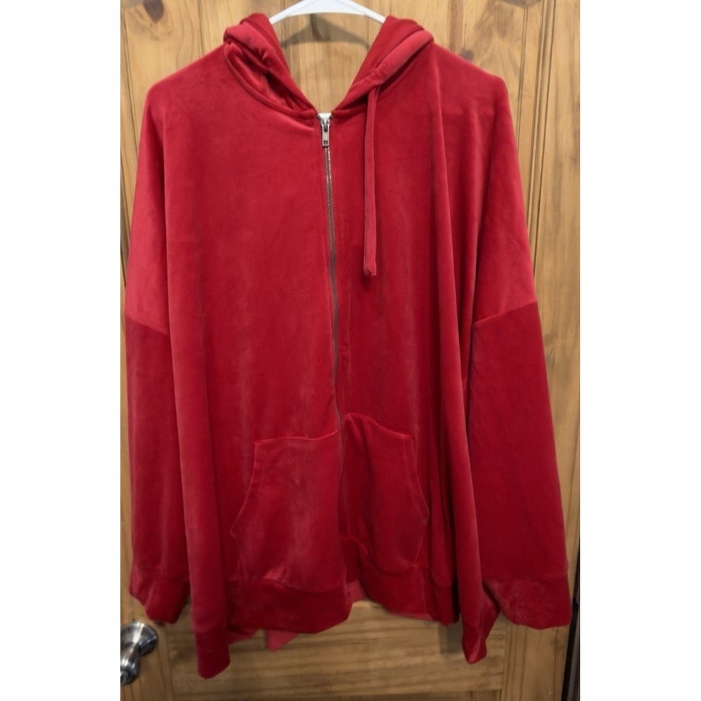 Torrid 5X 28 Red Velour Zip Front Hoodie Jacket NWT Plus Size Lounge Y2K